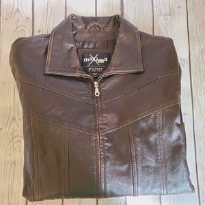 Womens Wilson Maxima Leather Fitted Coat Zip Up Size Large 100% Leather L